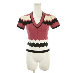 ダイアンフォンファステンバーグ DIANE von FURSTENBERG カットソー XXS ピンク 半袖 Vネック ジグザグ柄 /AH29 ■ECD003のサムネイル