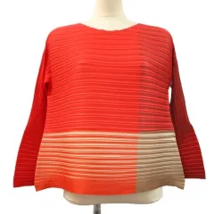 プリーツプリーズ PLEATS PLEASE プルオーバー バウンス グラデーション カットソー 3 レッド系 トップス イッセイミヤケのサムネイル