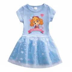 かわいい パウ・パトロール スカイ プリントワンピース 女の子 キッズ プレゼント 誕生日 子供服 カジュアル ライトブルーのサムネイル