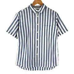 URBAN RESEARCH ストライプ 半袖シャツ コットン M ブルー×ホワイト メンズ 古着のサムネイル
