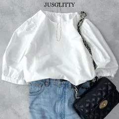 タグ付 JUSGLITTY ボリュームスリーブブラウス / 白 ホワイト サイズ２ / ジャスグリッティー ぽわん袖 ランタンスリーブ きれいめ ブラウスのサムネイル