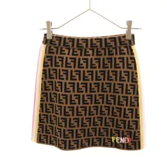 FENDI フェンディ 19AW イタリア製 ズッカ柄 ニット ミニスカート 36 ブラウン レディース 古着のサムネイル