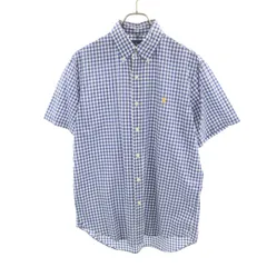 RALPH LAUREN ラルフローレン ギンガムチェック 半袖 ボタンダウンシャツ M ブルー メンズ 古着のサムネイル