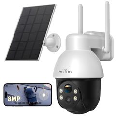 【業界最高性能・4K対応・10000mAhバッテリー】BOIFUN 800万超高画素超鮮明 防犯カメラ 屋外 ソーラー 2.4GWiFiとWiFi6 360度PTZ 15m暗視 広範囲をカバー 電池式防犯カメラ ソーラーパネルと大容量バッテリ 8746388d