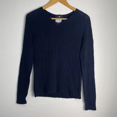 WEEKEND MaxMara ウィークエンドマックスマーラ リブニットセーター ラグランスリーブ コットンニット イタリア製 長袖 クルーネック ネイビー サイズM　NC123のサムネイル