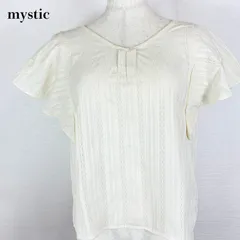 【フリル】ミスティック mystic フリルスリーブ フレアスリーブ レース ブラウス F オフホワイト  レディース 半袖 シャツ Vネック フェミニン カジュアル 夏服 【000149】のサムネイル