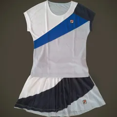 FILA  フィラ  テニス  ウェア  シャツ  スコート  上下セットアップ  Мサイズ  中古美品  青紺白のサムネイル