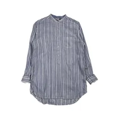 リネン混 AIGLE エーグル バンドカラー ストライプ 長袖 プルオーバー シャツ M/ブルー系 レディース アウトドアのサムネイル