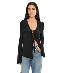フリーピープル レディース トップス シャツ Free People Bali Ariel Top Black ブラックのサムネイル