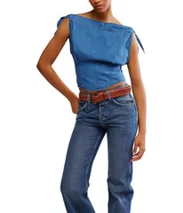 フリーピープル レディース トップス シャツ Free People Louie Indigo Top Dark Medium Wash インディゴのサムネイル