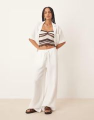 ジーナトリコ レディース ボトムス カジュアルパンツ リラックスフィット Gina Tricot gauze relaxed fit drawstring pants part of a set Whのサムネイル