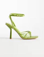 シミ レディース シューズ サンダル サテン ヒール SIMMI Shoesimmi London Sabrina strappy heeled sandalsatin Green satin グリーのサムネイル