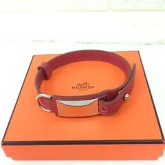エルメス HERMES 首輪 ドッグ 犬用 ペット用 レザー レッド　フランス製 エルメス HERMES 首輪 ドッグ 犬用 ペット用品 レザー レッド B刻印