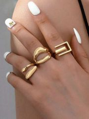 Women's Ring Set, Bohemian Style, Personalized, Lucky Waterdrop Geometric Jewelry Set of 3, Summer Beach Element Rings