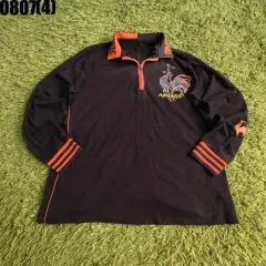 ブラック アンド オレンジ 鶏 ムーン 柄 長袖 カラーTシャツ 0807のサムネイル