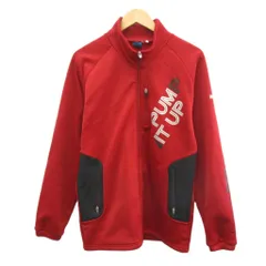 リーボック Reebok トラックジャケット ジャージ 長袖 裏起毛 ハイネック ジップアップ ロゴ プリント XL 赤 レッド /XZ ■ECB002のサムネイル