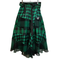 sacai サカイ 22SS Buffalo Check Maxi Skirt バッファローチェック マキシ ロング スカート インナースカート付き 22-05941 1 グリーン/ブラック レディースのサムネイル