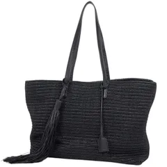 サンローラン SAINT LAURENT トートバッグ ラフィア ストロー フリンジ ファブリック ブラック レディース 【中古】のサムネイル