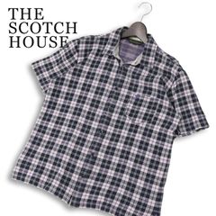 THE SCOTCH HOUSE スコッチハウス 春夏★ 半袖 チェック柄 ロゴ刺繍 シャツ Sz.M メンズ