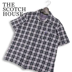 THE SCOTCH HOUSE スコッチハウス 春夏★ 半袖 チェック柄 ロゴ刺繍 シャツ Sz.M メンズのサムネイル