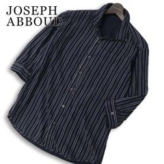 JOSEPH ABBOUD ジョセフ アブード 春夏 リバーシブル★ 7分袖 ストライプ シャツ 大きいサイズ Sz.2L メンズ 紺