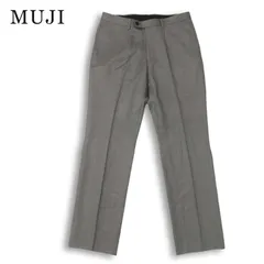 【新品 未使用】 MUJI 無印良品 通年★ ウォッシャブル ストレート ノータック スラックス パンツ Sz.82 メンズ 灰のサムネイル