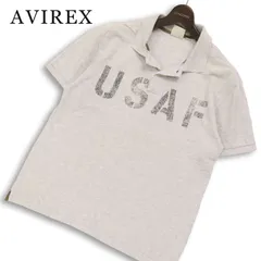 AVIREX アヴィレックス 春夏★ 半袖 鹿の子 英字 かすれプリント ポロシャツ Sz.M メンズ グレーのサムネイル