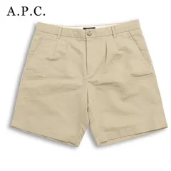 A.P.C. アーペーセー 春夏★ 麻 リネン タック スラックス ショート パンツ Sz.S メンズのサムネイル