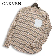 CARVEN カルヴェン 通年★ 長袖 ポケット チェック柄 切替 バンドカラー シャツ Sz.2 メンズのサムネイル