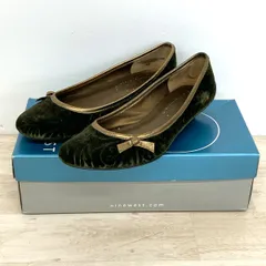 NINE WEST ナインウエスト パンプス 6M(23cm相当) FLAVIO ベルベット ダークグリーン系/ゴールド リボン 箱付[OG00322]のサムネイル