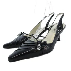 エムケー ミッシェルクラン MK MICHEL KLEIN ストラップパンプス エナメル ポインテッドトゥ ビジュー 22cm 黒 ブラック /JS ■GY14のサムネイル