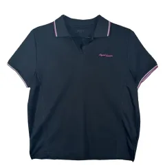 ネイビー ピンクLINE カラ―半袖Tシャツ LL スポーティー カジュアル ポリエステル 100%のサムネイル