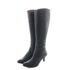 バリー BALLY GIANOLA ポインテッド ロングブーツ 37 23.5cm 24cm 黒 ブラック シンプル ヒール サイドジップ /RI ■OSのサムネイル