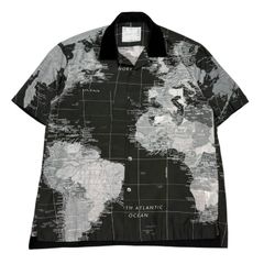 sacai オープンカラーシャツ 20SS ワールドマップ 世界地図 6サイズ 
