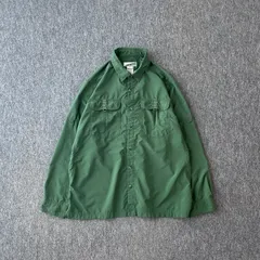 L.L.Bean　デザインシャツ　insect shield　ナイロン　アウトドア　サファリ　フィッシング　グリーン　エルエルビーンのサムネイル