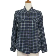 ボナジョルナータ BUONA GIORNATA シャツ チェック 2way カシュクール 長袖 コットン S 紺 ネイビーのサムネイル