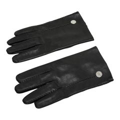 MONCLER ブラック手袋 ロゴパッチ付き MONCLER ロゴパッチ付き レザー手袋 - メルカリ