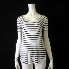 ラグ&ボーン RAG&BONE カットソー Tシャツ ボーダー 落ち感 とろみ ラウンドネック ラウンドヘム 半袖 S 白 ホワイト 黒 ブラックのサムネイル