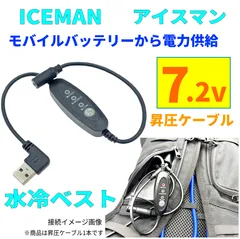 水冷ベストICEMAN PRO-X3 セルマックス 7.2vに昇圧 モバイルバッテリーが使える 3段階切替スイッチ付きケーブル