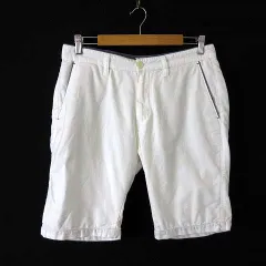イッカ ikka ショートパンツ ハーフパンツ リネン コットン 配色 L 白 ホワイトのサムネイル