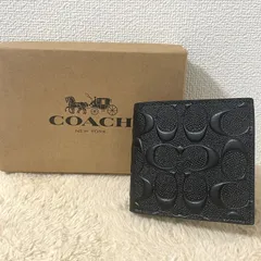 COACH コーチ メンズ 二つ折り財布 シグネチャー エンボス ブラックのサムネイル