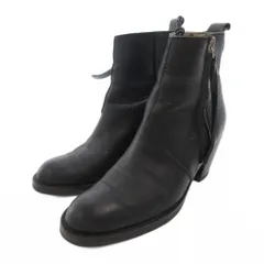 アクネ Acne ショートブーツ サイドジップ チャンキーヒール レザー 38 黒 ブラック /FF ■GY69のサムネイル