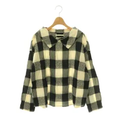 メルベイユアッシュ MERVEILLE H. ブロックチェックシャツ 長袖 プルオーバー リネン混 ブラック アイボリー /DO ■OSのサムネイル