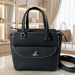 新品【agnes b】ショルダーバッグ 2WAY ハンドバッグ ブラック 本革 シュリンクレザー アニエスベーのサムネイル