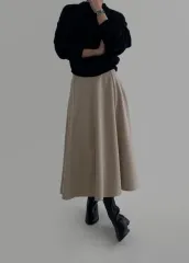 M Laroom フレア ウールスカート ベージュのサムネイル
