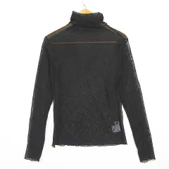 ハナエモリ HANAE MORI Deux カットソー メッシュ シアー 長袖 タートルネック M ブラック kz15941のサムネイル