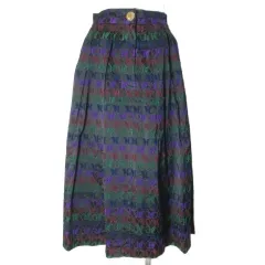 グレースクラス GRACE Class 美品 19AW dutel creation スカート ミディ丈 タックフレア 総ロゴ 36 S相当 黒ブラック マルチカラー /Xのサムネイル