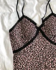ジョイ着用 ヒョウ柄 レース ノースリーブ トップス (ably)のサムネイル