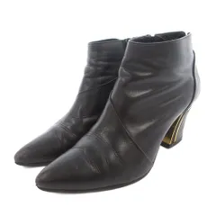 ランバン LANVIN ショートブーツ ポインテッドトゥ サイドジップ レザー 23.5 黒 ブラック /FF ■GY53のサムネイル
