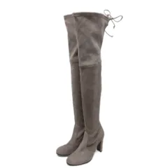 スチュアートワイツマン STUART WEITZMAN Highland ロングブーツ ニーハイ スエード ラウンドトゥ ハイヒール 5.5 グレー ■IBO96のサムネイル